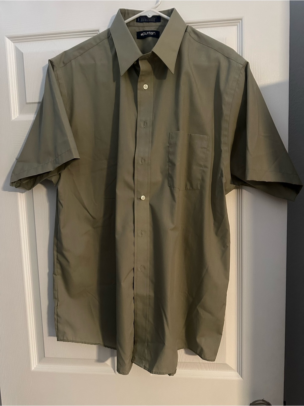 Puritan Short-Sleeve Button-Down Shirt in Olive